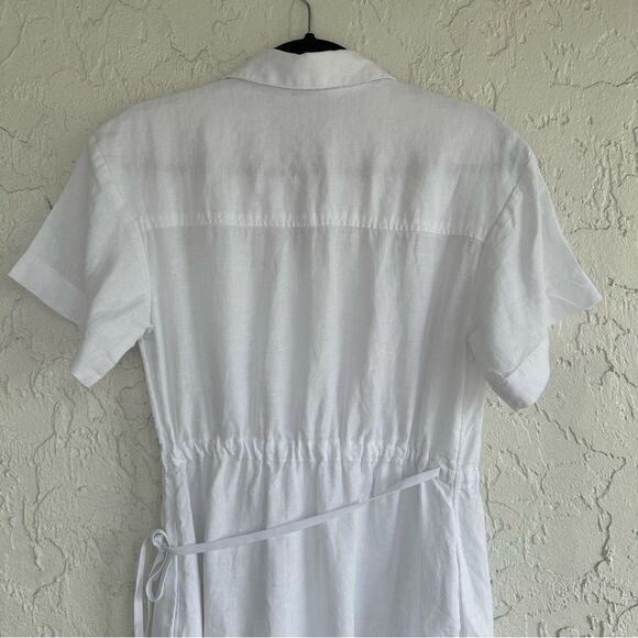 ATHLETA Playa Wrap Dress Women Size 2 White Linen Beachy Coverup - Picture 8 of 12